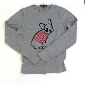 Banana Republic Gray Sweater with French Bulldog Design